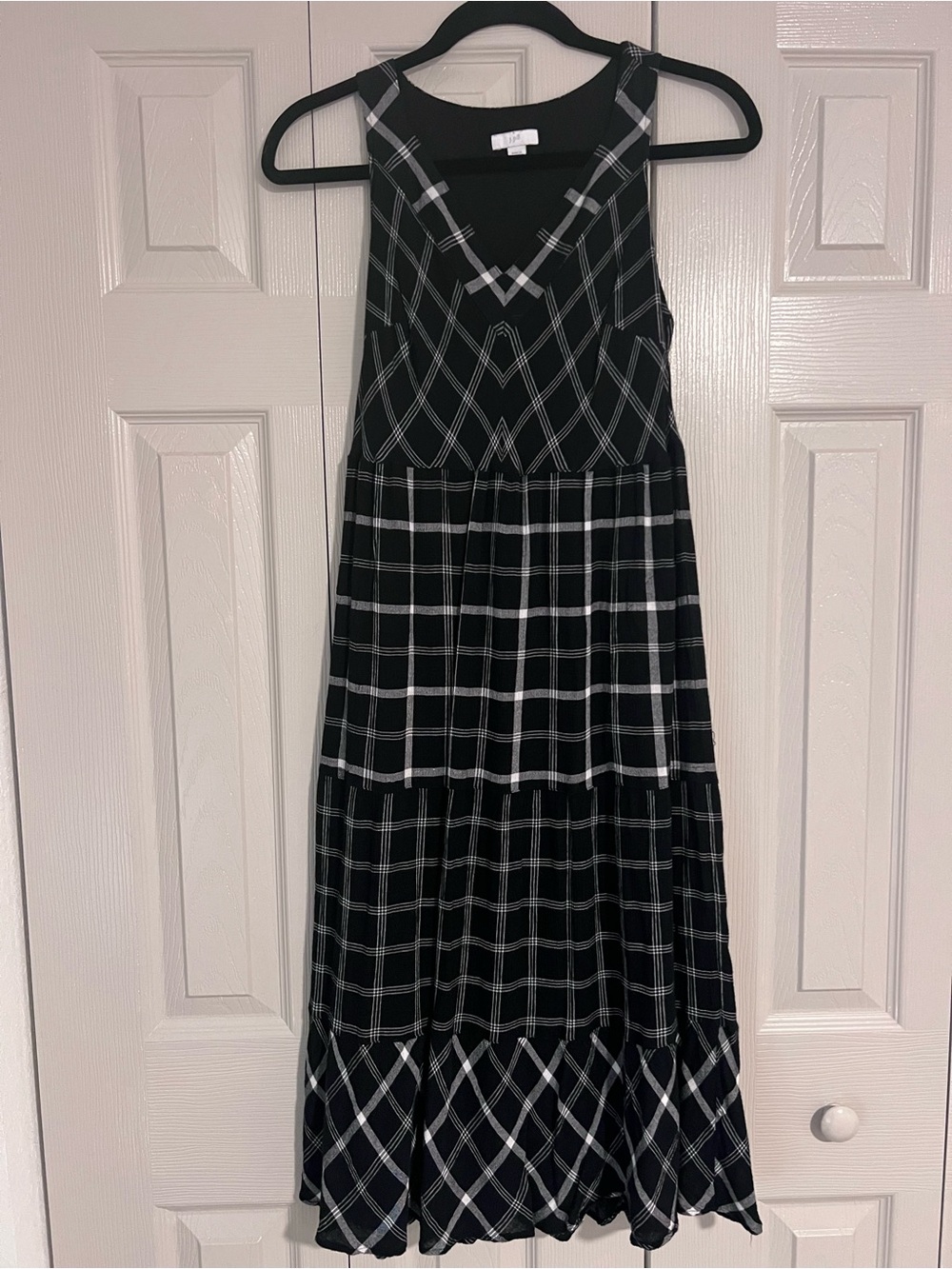 J. Jill Black & White Plaid Midi Dress
